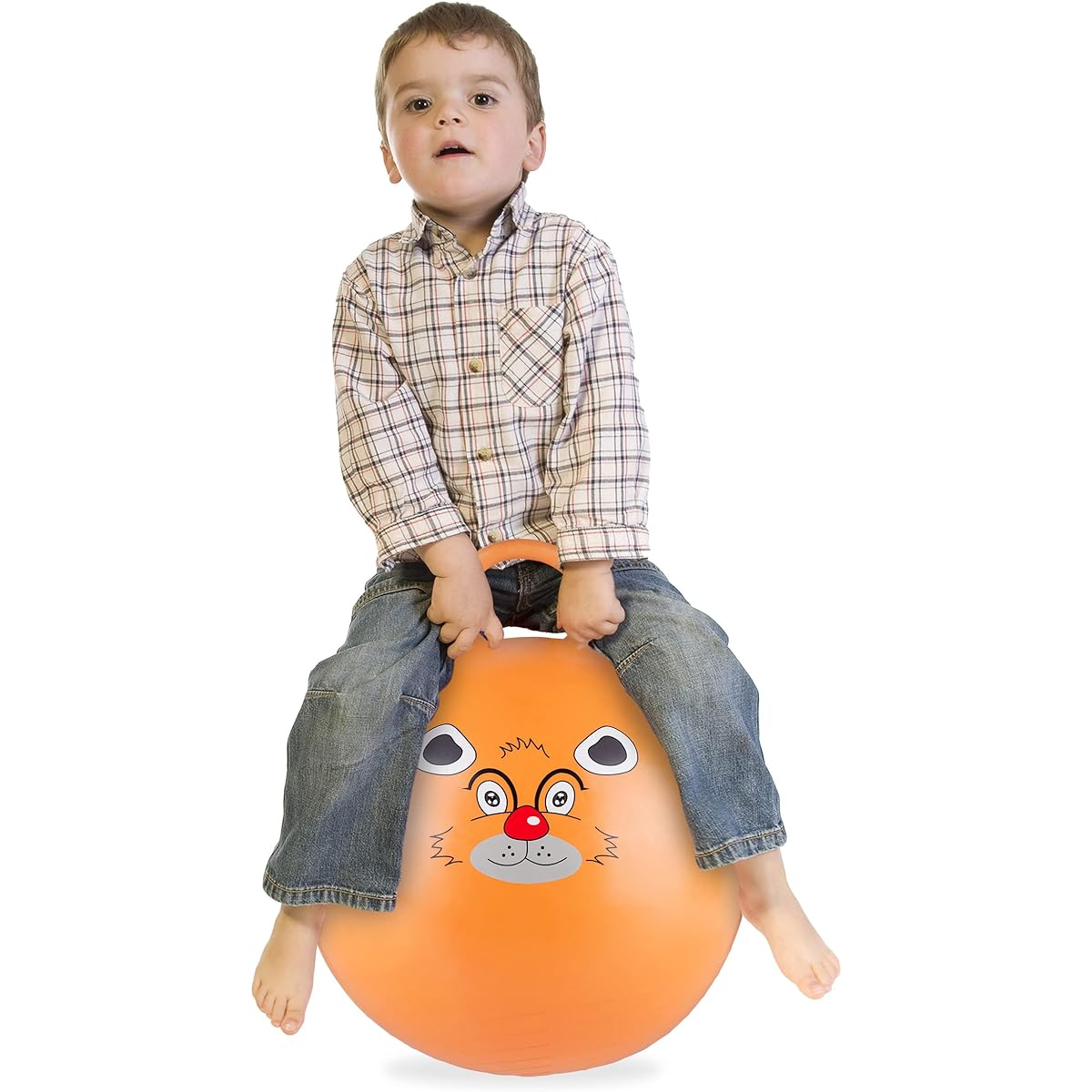 Relaxdays Space Hopper for Kids with Handle Ø 45cm Suitable for indoor and outdoor use Load capacity up to 150kg Bear Print PVC
