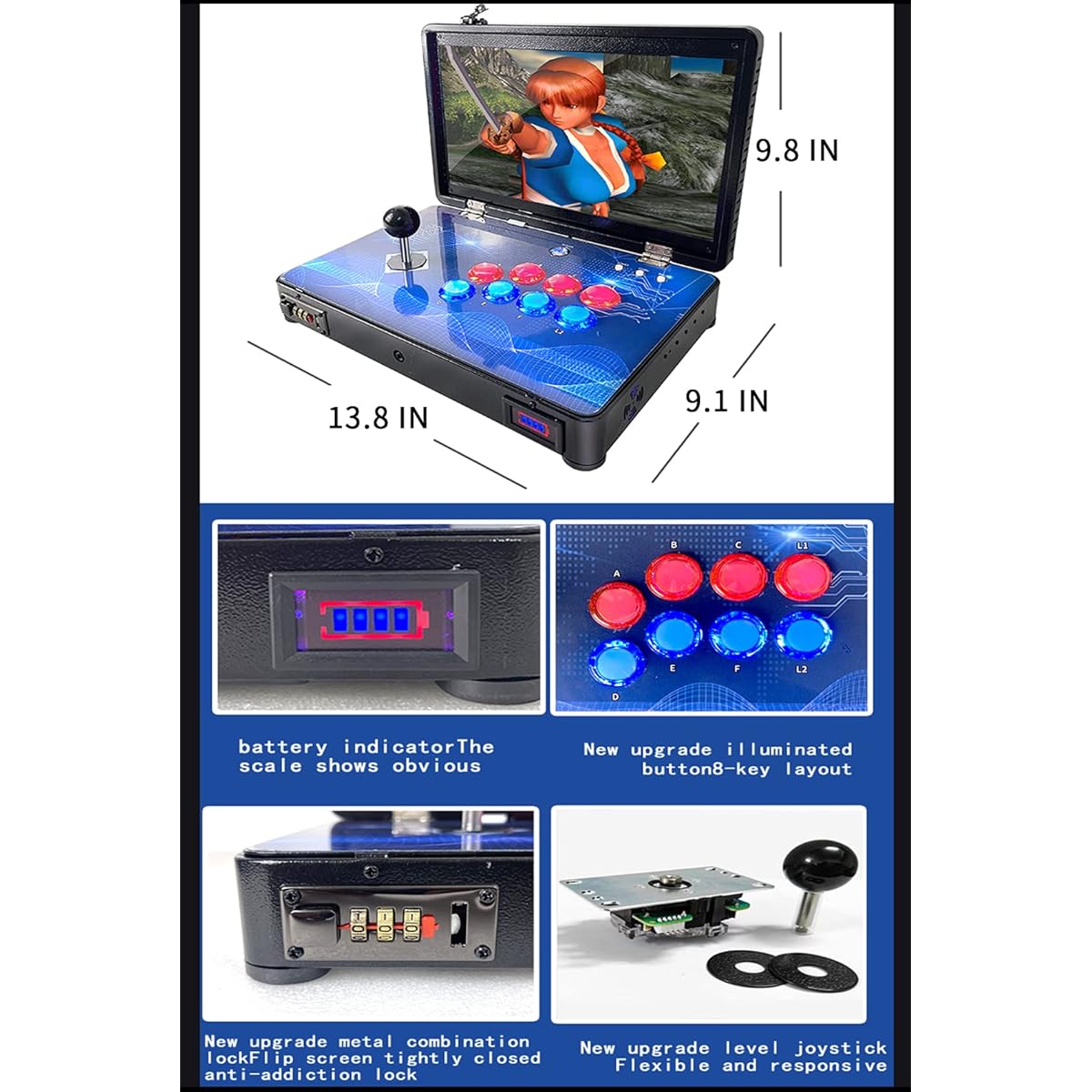 WYGAMING Handheld Games for Kids Portable Retro Video Game Player 1000+ Classic Games 14" LED Screen Family Recreation Arcade Games Pandora Box System Kids Birthday Gift