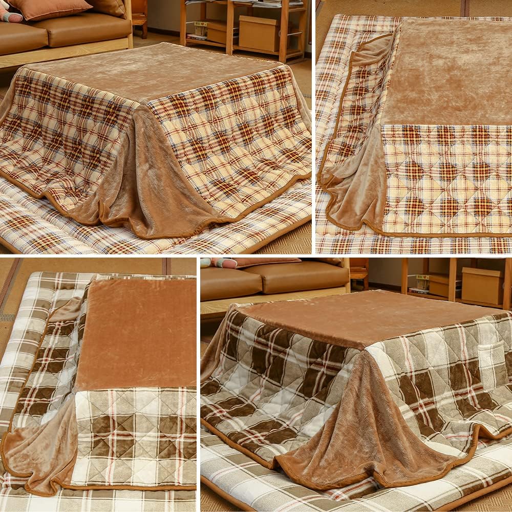 Peto-Raifu Kotatsu Comforter, Space Saving, Thin, Kotatsu Futon, Rectangle, Flannel, Kotatsu Futon, Comforter, Warm, Kotatsu Comforter, Simple, Flannel Material, Check① 180x220cm