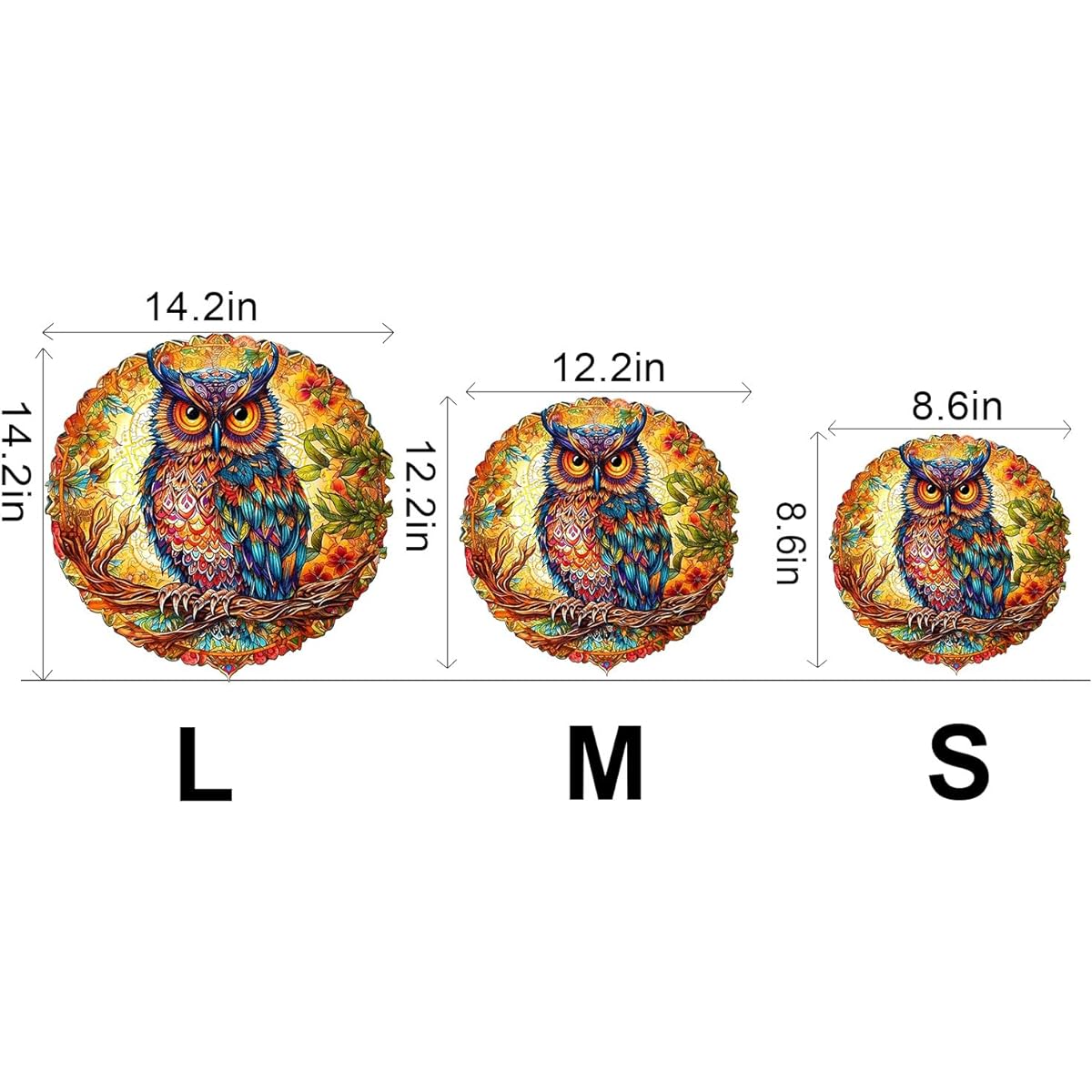 KAAYEE Wooden Jigsaw Puzzle Attractive Owl Puzzle 12.2*12.2 Inch 200 Pieces Animal Unique Shape Puzzle Gift for Kids and Adults