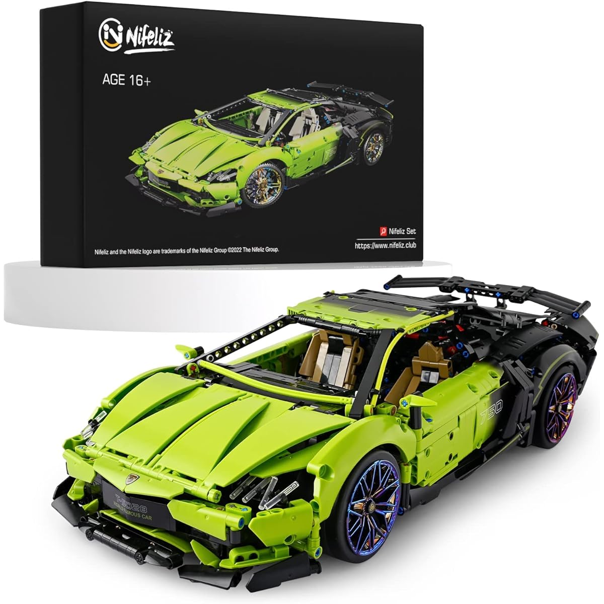 Nifeliz LP755 Sports Car Building Set 1:10 MOC Build Racing Model Gradient Vehicles Building Toys for Adults (2,209 Pieces)