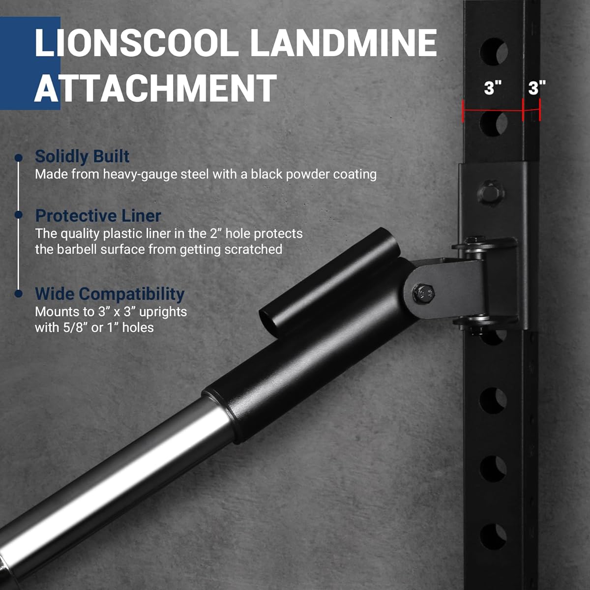 LIONSCOOL Power Rack Mine Attachment - Ultra Durable T-Bar Row Attachment - Perfect for Full Body Training in the Home Gym - Great for Deadlifts/Triceps Workouts - Great for Rotational Workouts