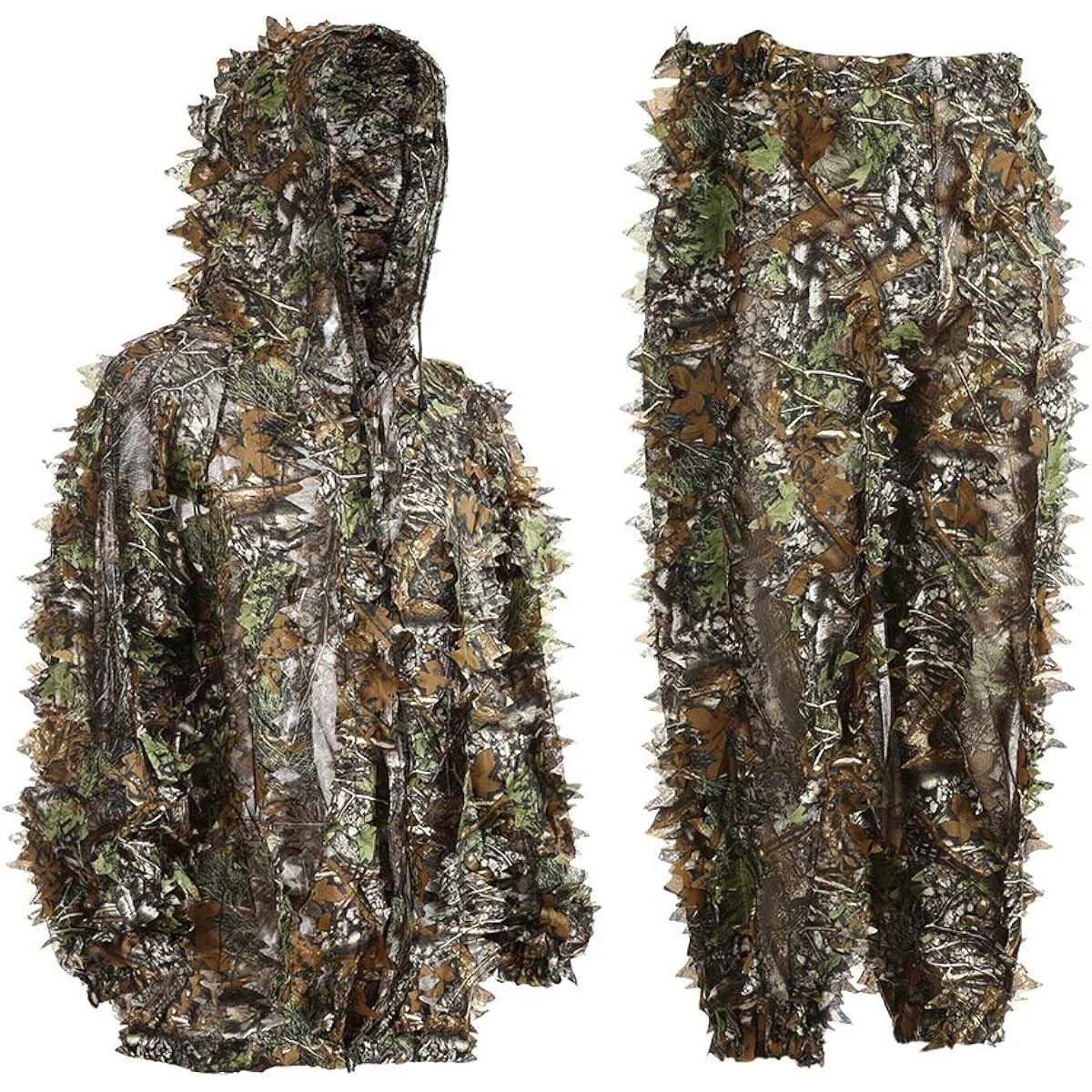 Eamber Ghillie Suit for Kids Children 3D Leaf Real Tree Camouflage Lightweight Jungle Hunting CS Game Survival Game Wildlife Photography Halloween