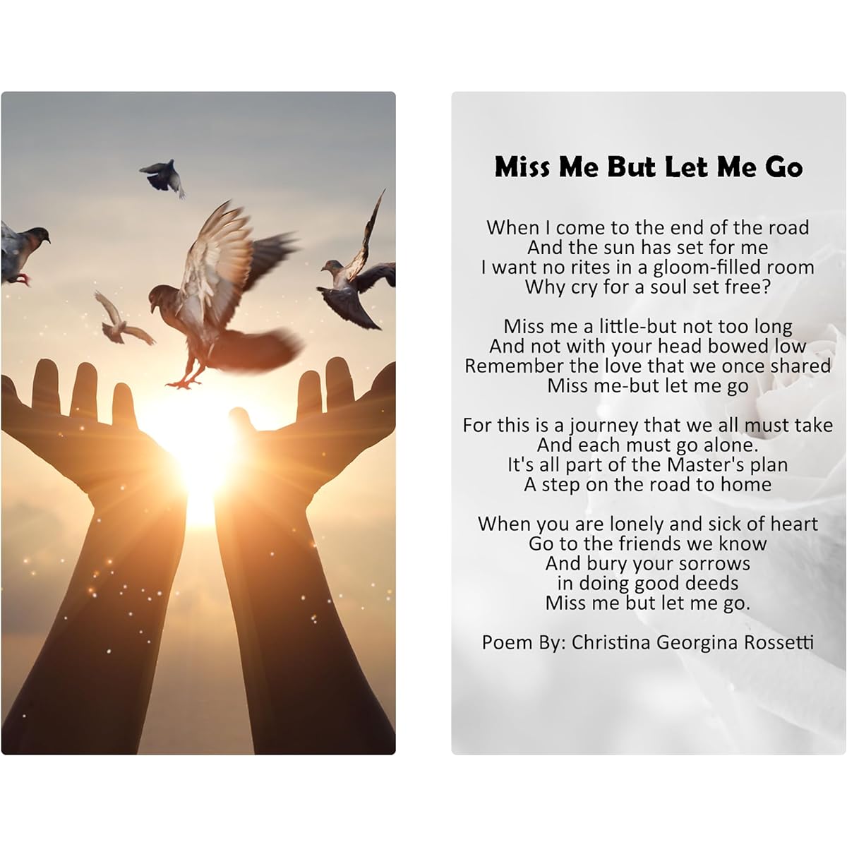 Choobly Pack of 100 Premium Laminated Funeral Prayer Cards Celebration of Life Memorial Card Bereavement Poem Comfort Remembrance Condolence Funeral Keepsake