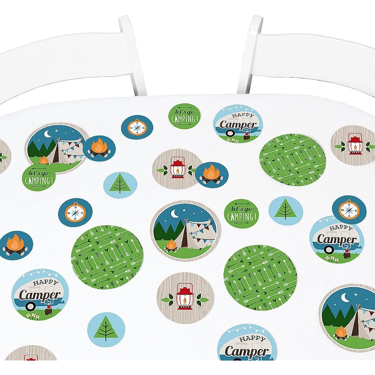 Big Dot of Happiness Happy Camper - Camping Baby Shower or Birthday Party Giant Circle Confetti - Party Decorations - 27 Large Confetti