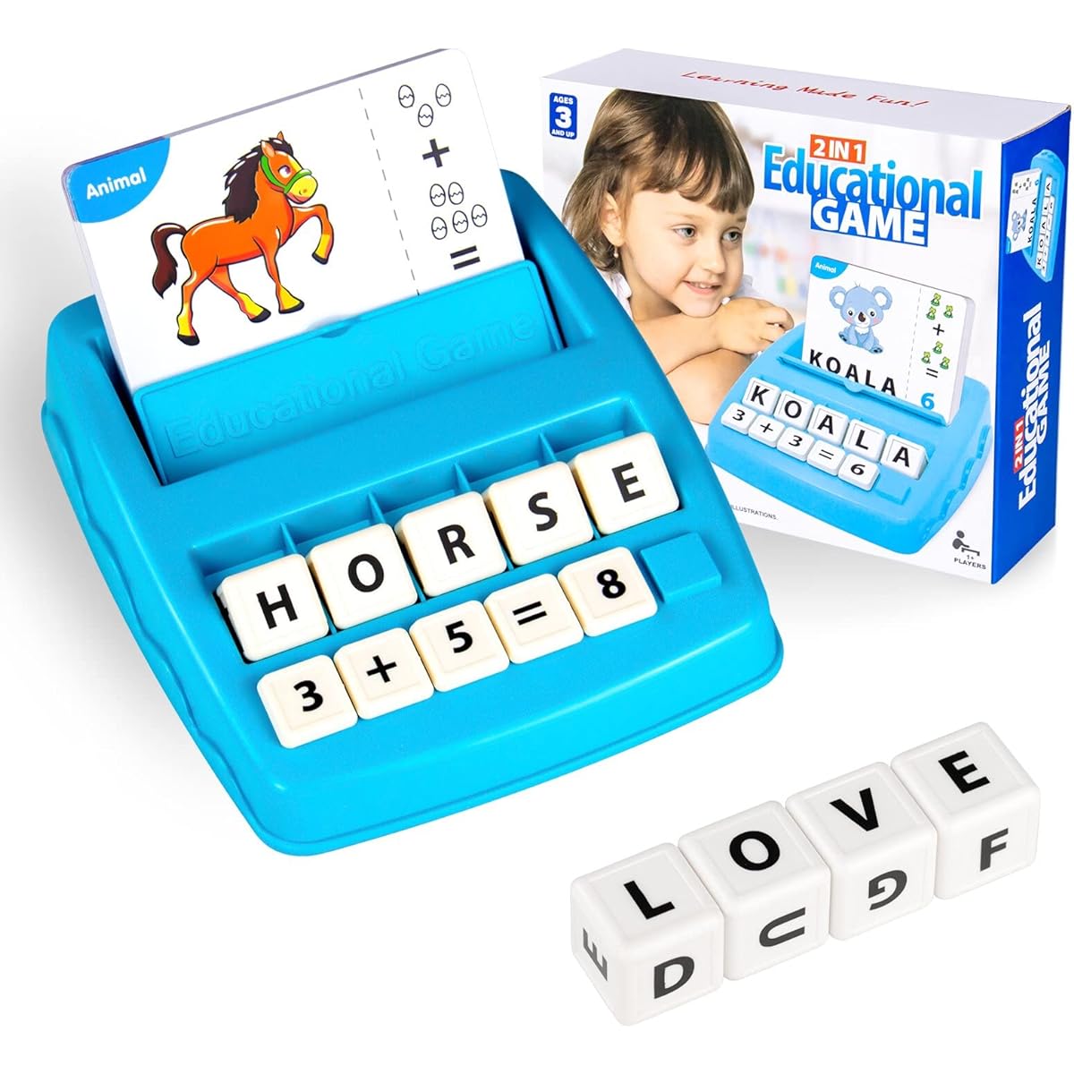 Matching Letter Game for Kids 2 in 1 Educational Toys Alphabet Spelling & Reading Numbers and Color Recognition Flash Cards Learning Toys Gifts for Preschool/Kindergarten/Boys/Girls Ages 3 4 5 6 7 8