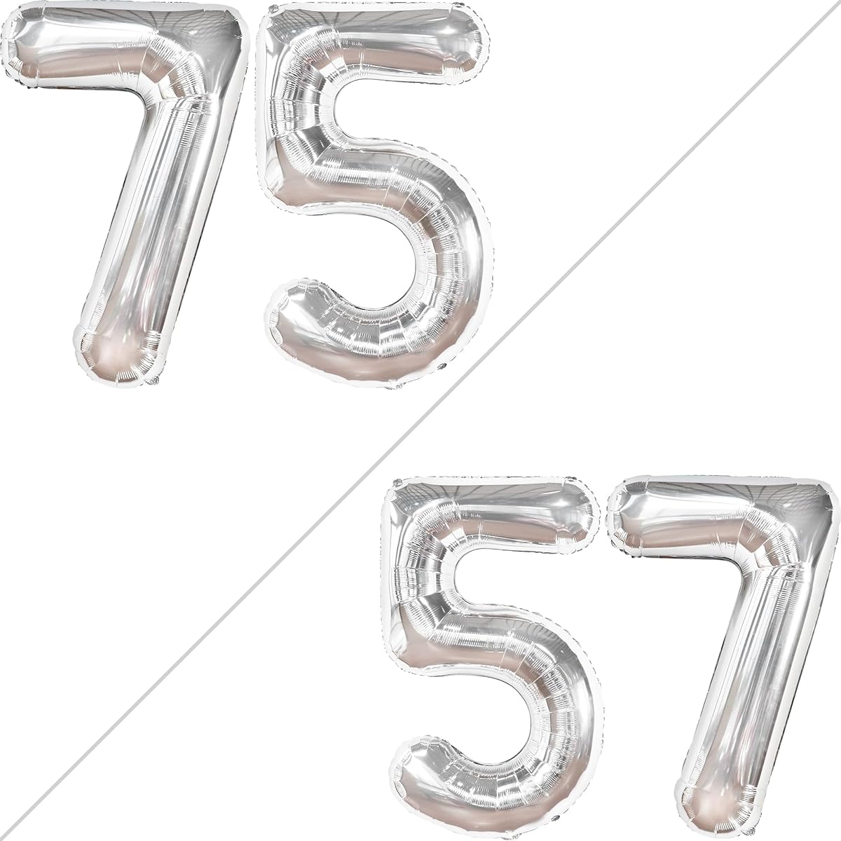 KatchOn Giant Silver Number 75 Balloons - 40 Inch | Number Balloons 75 Birthday Party Decorations | 75th Birthday Balloons for Women | 75th Birthday Decorations for Men
