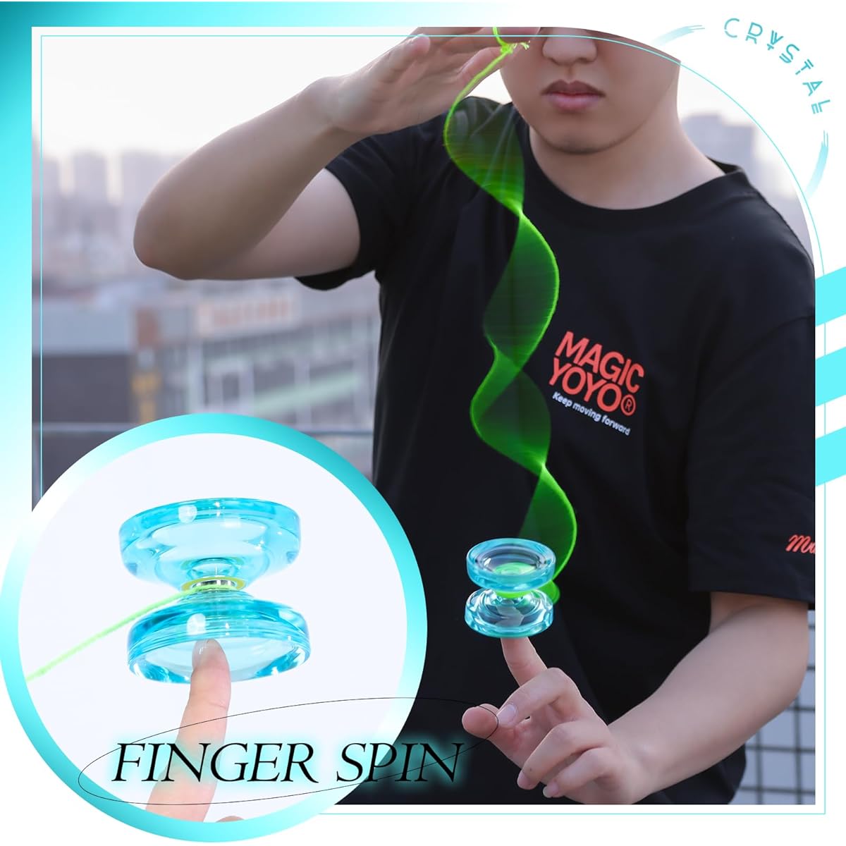 MAGICYOYO Gift Pack Set of 2 Yoyos - for Kids and Adults Plastic Responsive Yo K2 Crystal and Non-Responsive Metal Yoyo N11 with Extra Yoyo Case + 12 Yoyo Strings + Yoyo Bearing Kit