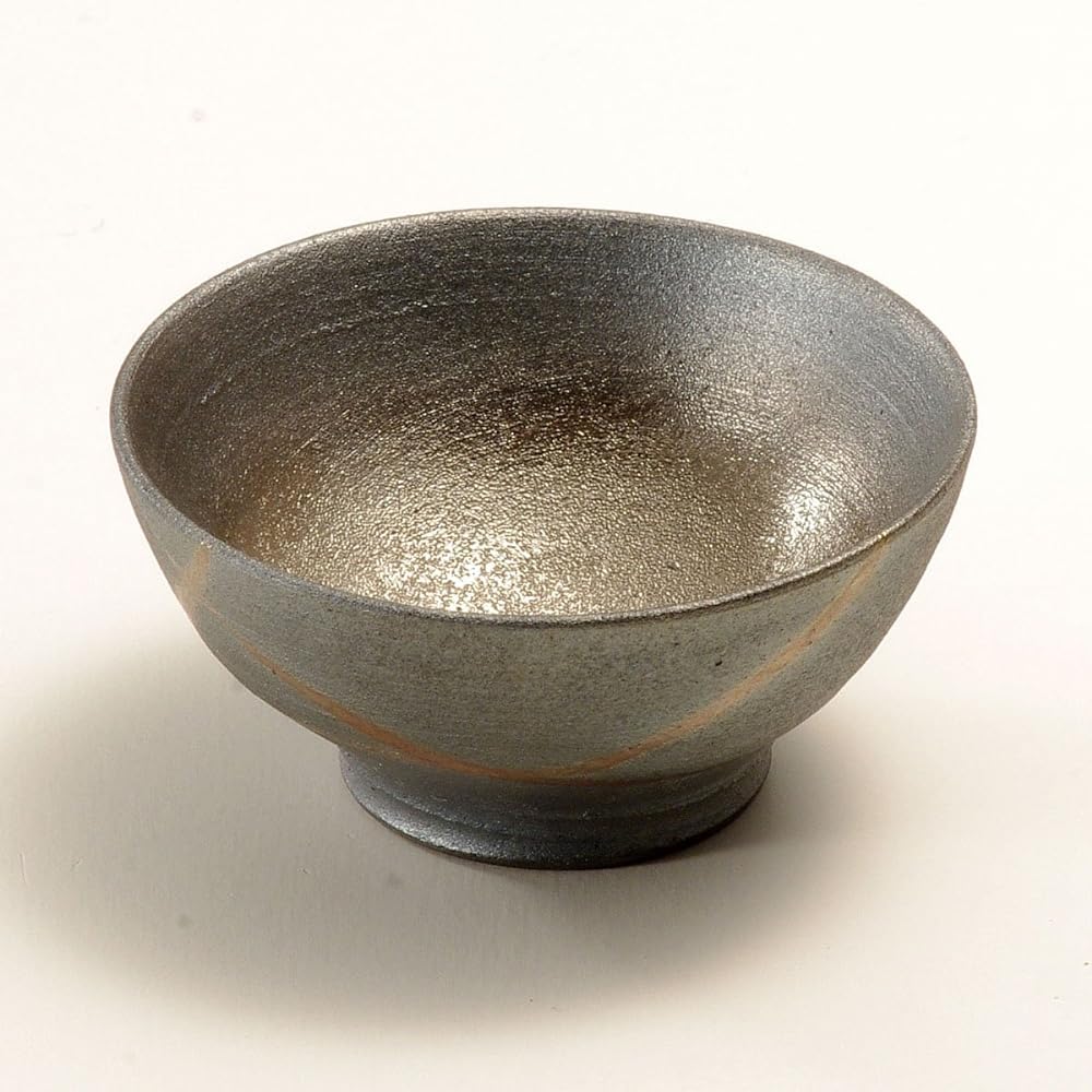 Shigaraki Ware Hechimon Tadashi Tomita's Utensil "Ginka Yugen" Black Gold Sake Utensil Set 3-9457
