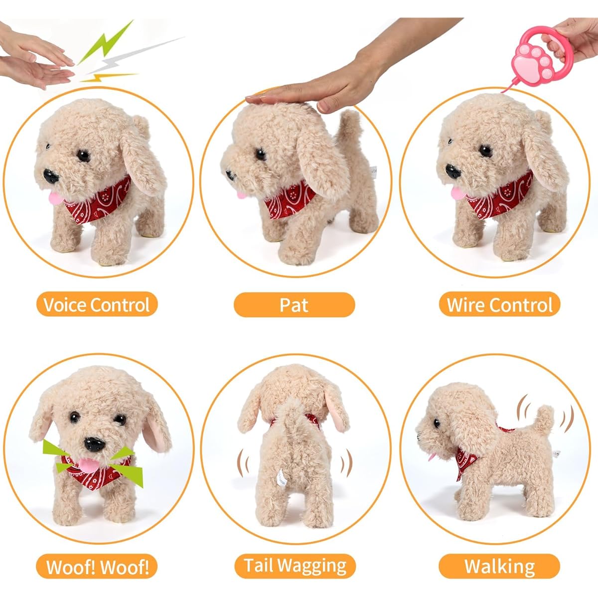 GOBRILLFUN Remote Control Electronic Plush Puppy Dog Toy (Golden Retriever)