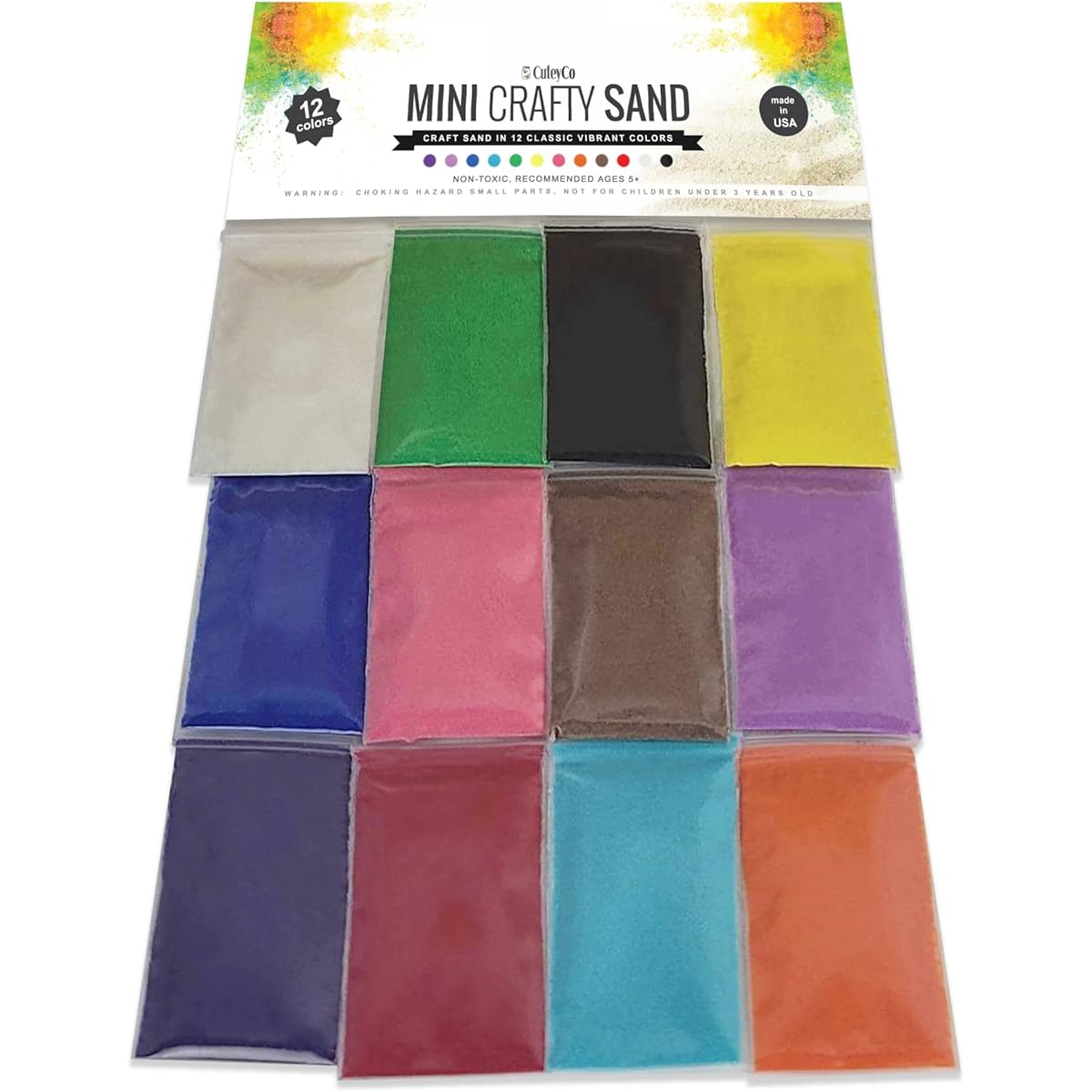 CuteyCo Crafty Sand Packs 12 Colors, 12 oz CC:CS:MiniKit-12