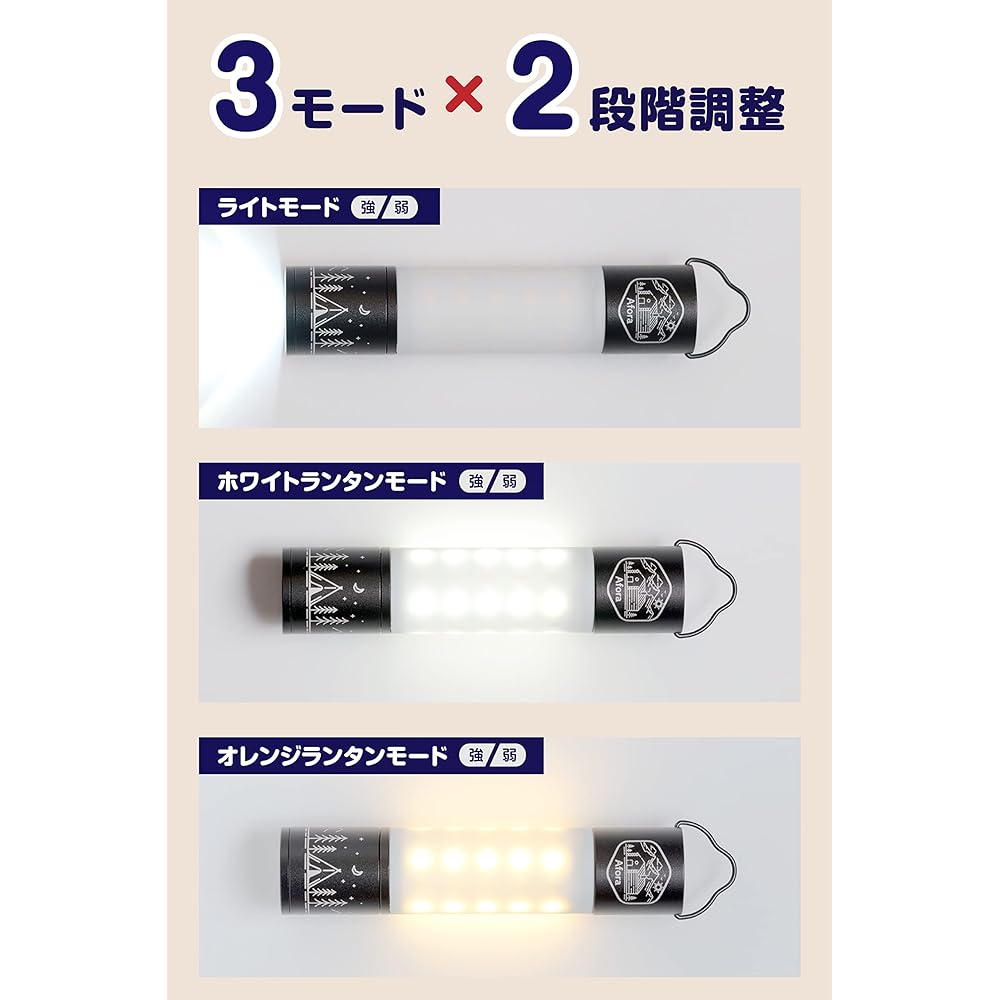 Afora LANTERN & FLASHLIGHT Lantern Light Rechargeable Small LED Flashlight Up to 10 Hours Outdoor Camping Equipment Japanese Instruction Manual Included (Green + Magnetic Cap Set)