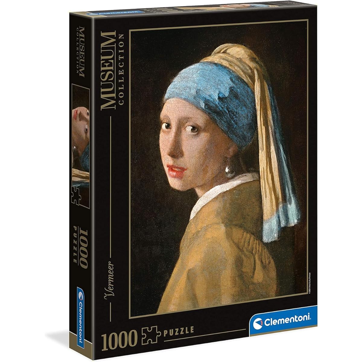 Clementoni 39614 Jigsaw Puzzle 1,000 Piece Museum Collection - Vermeer - Girl with a Pearl Earring Colorless