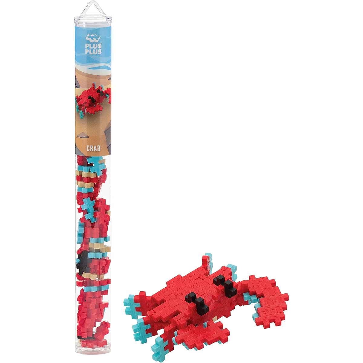 PLUS PLUS - Crab - 70 Piece Construction Stem/Steam Toy Interlocking Mini Puzzle Blocks for Kids Mini Maker Tube