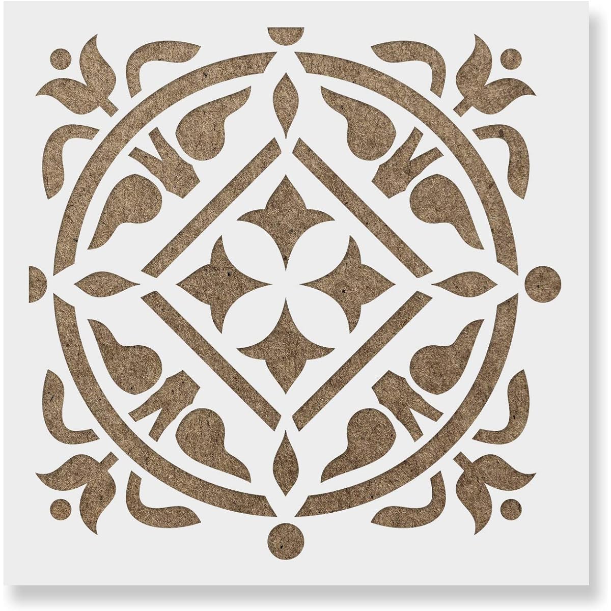 Maria Tile Stencil Laser Cut Reusable Floor Stencils & Backsplash Tile Stencils for Home Decor Furniture Walls 16" x 16" 10"x10" White