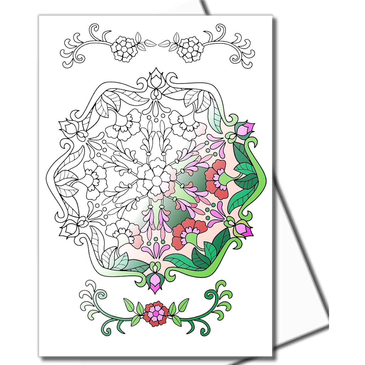 Mandala Coloring Greeting Cards - Mandala S1/White - 10 Cards