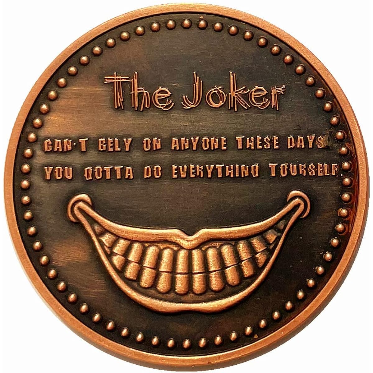 The Joker Smiling Face Red Copper Sophisticated Antique Collection Poker Lucky Challenge Coin