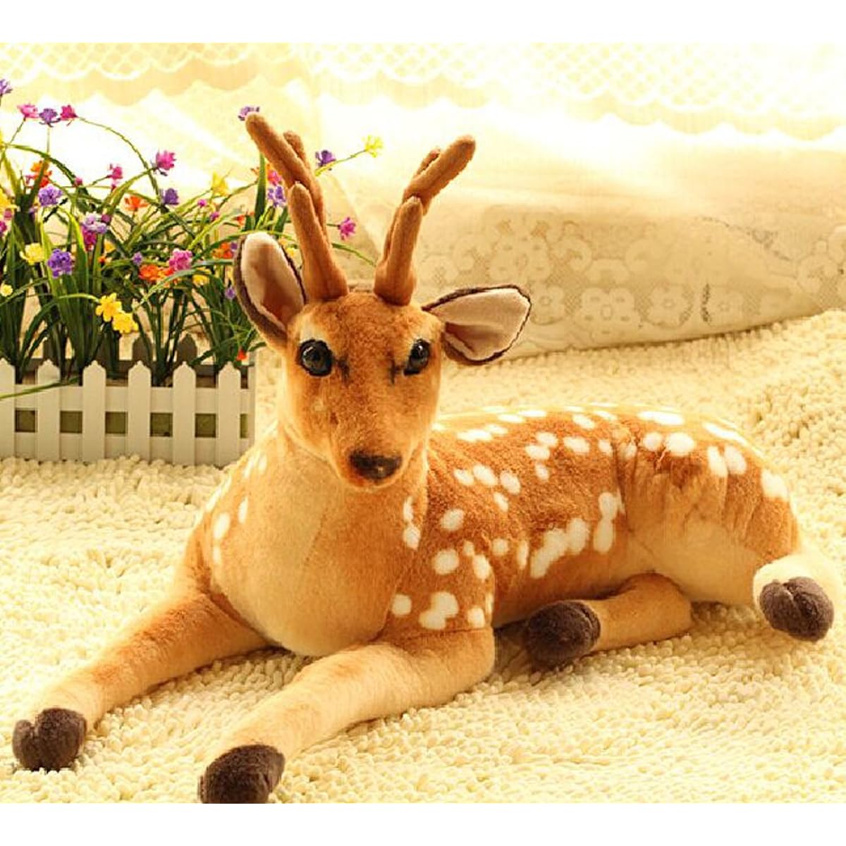 Realistic deer plush toy, cute deer plush toy, interior goods, present/gift 50cm/60cm/80cm/90cm (90cm)