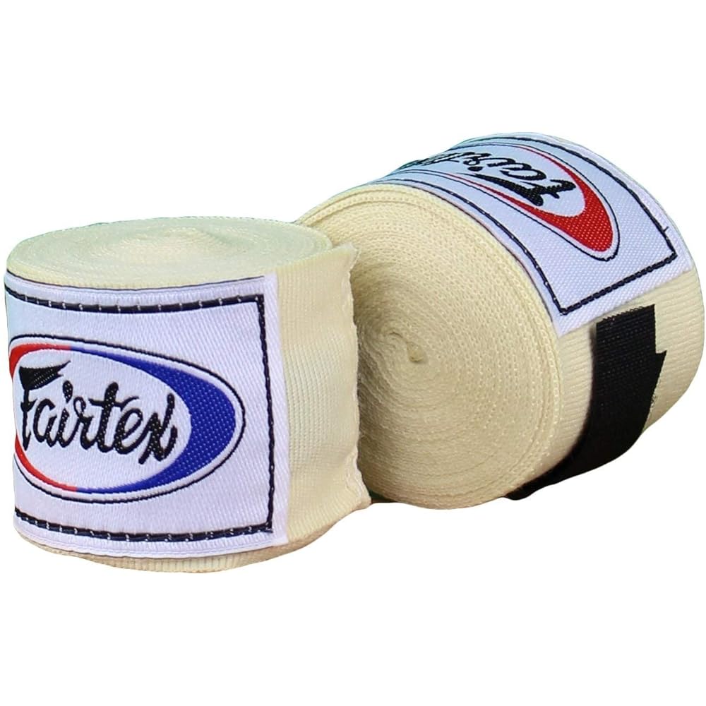 Fairtex Muay Thai Stretch Cotton Hand Wraps HW2 180 Inches Generous Length Hand Wraps for All Sports Muay Thai Kickboxing MMA K1 Karate Judo Kung Fu etc Back Blue Red White Bleach Purple Pink