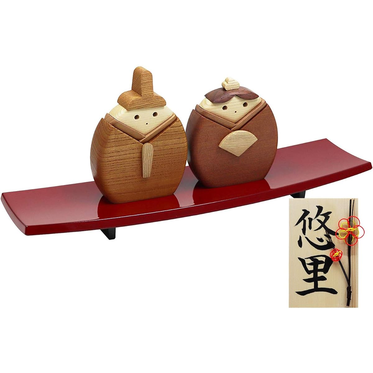 Osaka Choseido Hina Dolls, Wooden, Made in Japan, Compact, Mini, Nameplate, Wooden Tag Included (Sent Separately), Sitting Doll, Echizen Lacquerware Display Stand Included