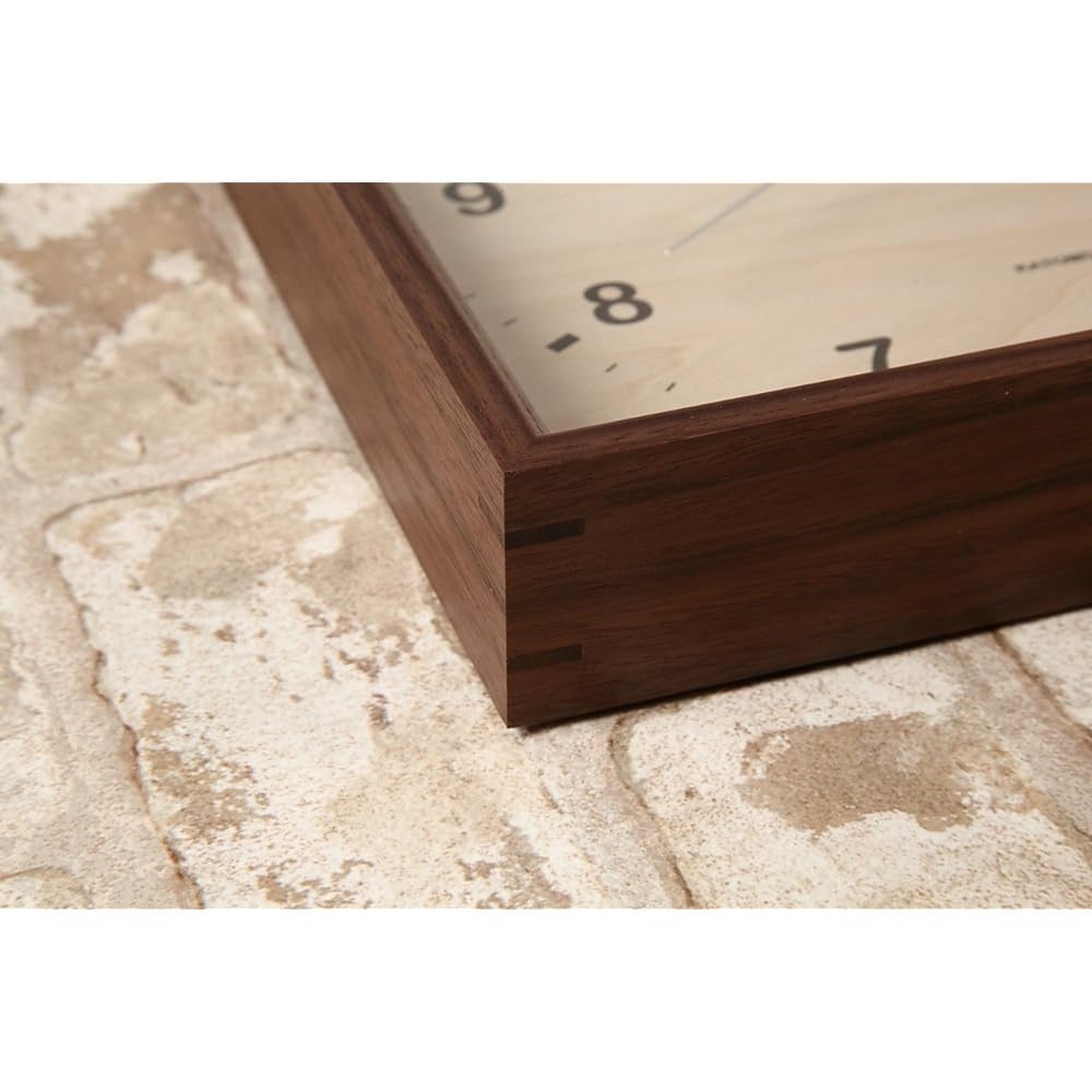 KATOMOKU muku square clock km-38B Wood Walnut Wall Clock Continuous Second Hand (Quartz Clock)