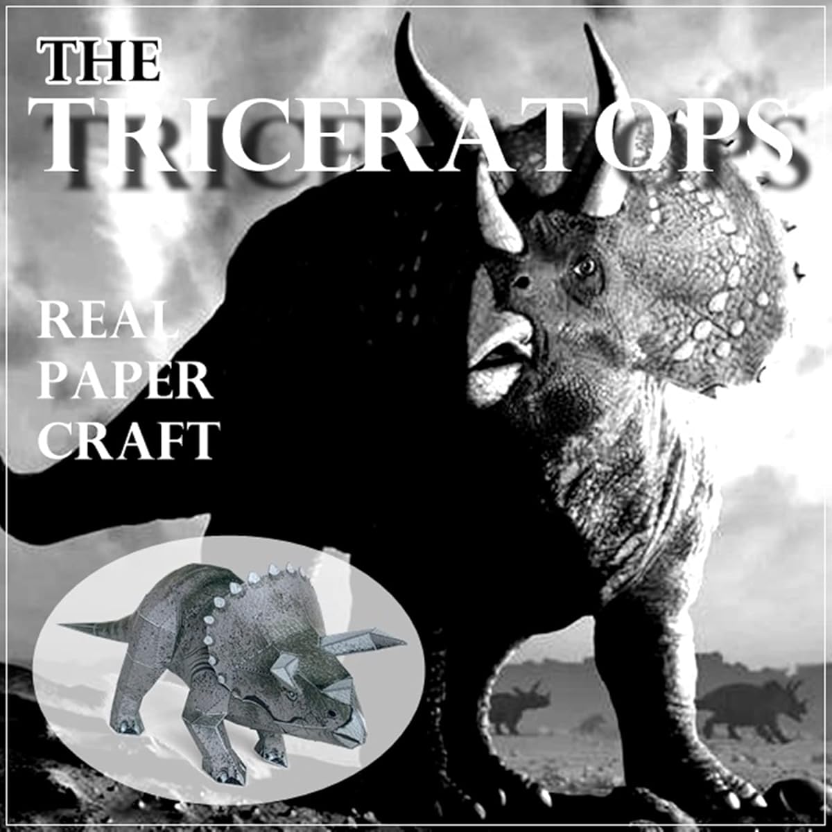Made in Japan Triceratops Paper Craft Dinosaur Figure Paper Art Miniature Kit Set (Set of 10)