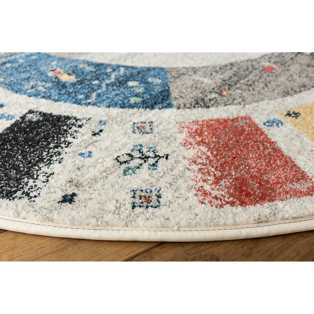 Sayan Sayan Scandinavian Style Gabe Pattern Circular Rug Oasis 1 Diameter 200 Blue Wilton Weave