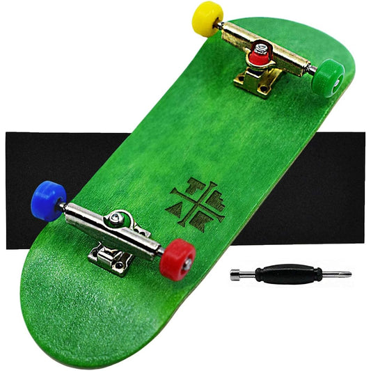 Teak Tuning Prolific Full Fingerboard with Upgrade Components - Pro Board Shapes and Sizes Bearing Wheels Bushings Tracks - 32mm x 97mm Handmade Wooden Board - Christmas Light Edition