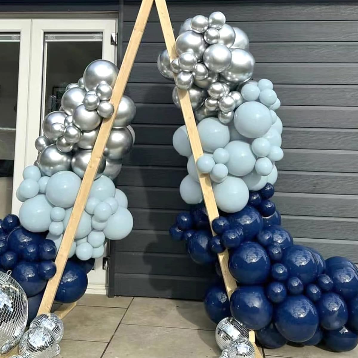 Futureferry Night Blue and Ice Blue Balloon Garland Kit 137pcs Navy Blue Metallic Silver Balloon Arch for Birthday Baby Shower Wedding Anniversary Graduation Party Backdrop DIY Decoration