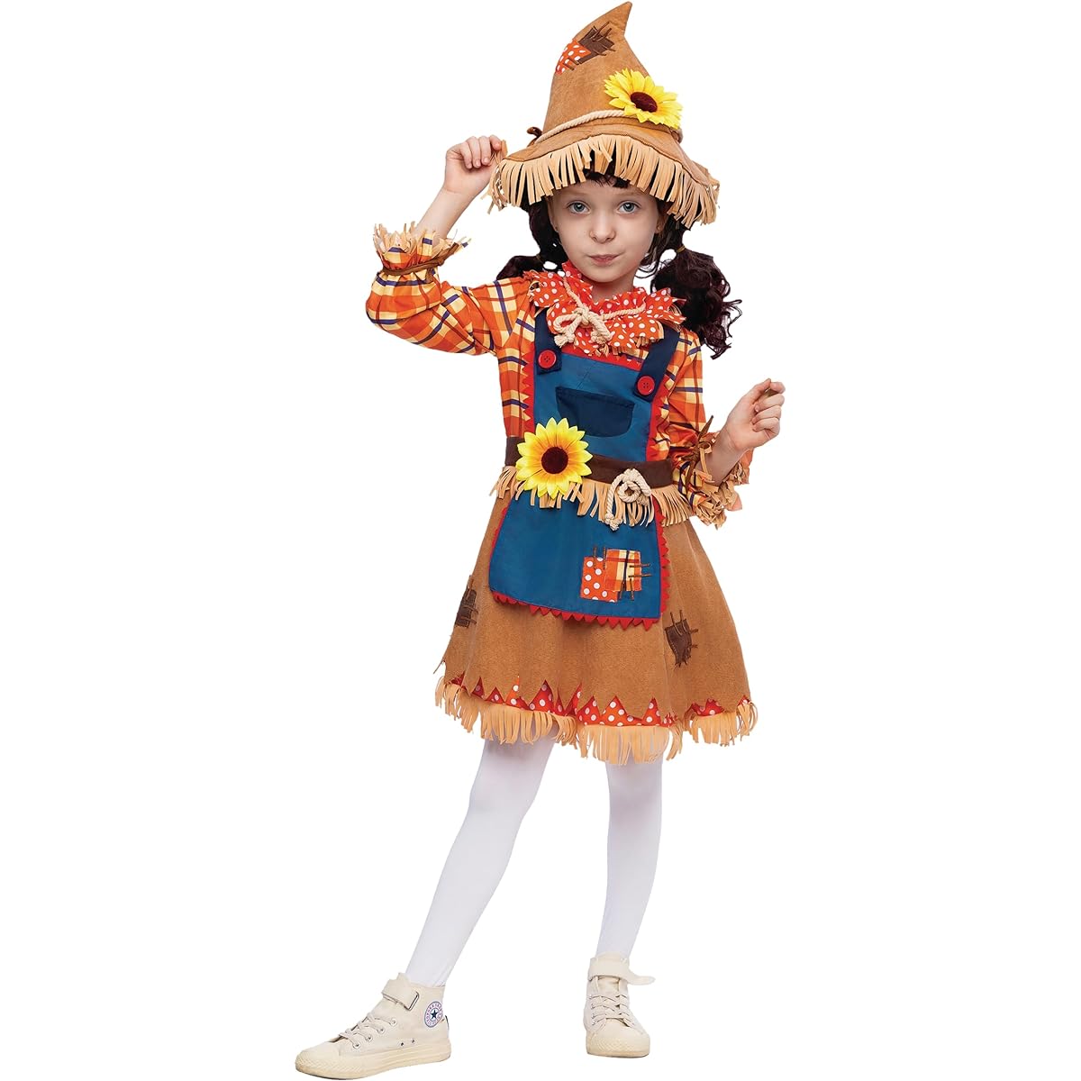 Sunflower Sweet Scarecrow Costume for Girls Kids Farmer