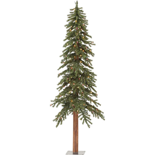 Vickerman 5ft Natural Alpine Artificial Christmas Tree with Multi-Color LED Lights Artificial Christmas Tree for Seasonal Indoor Decor