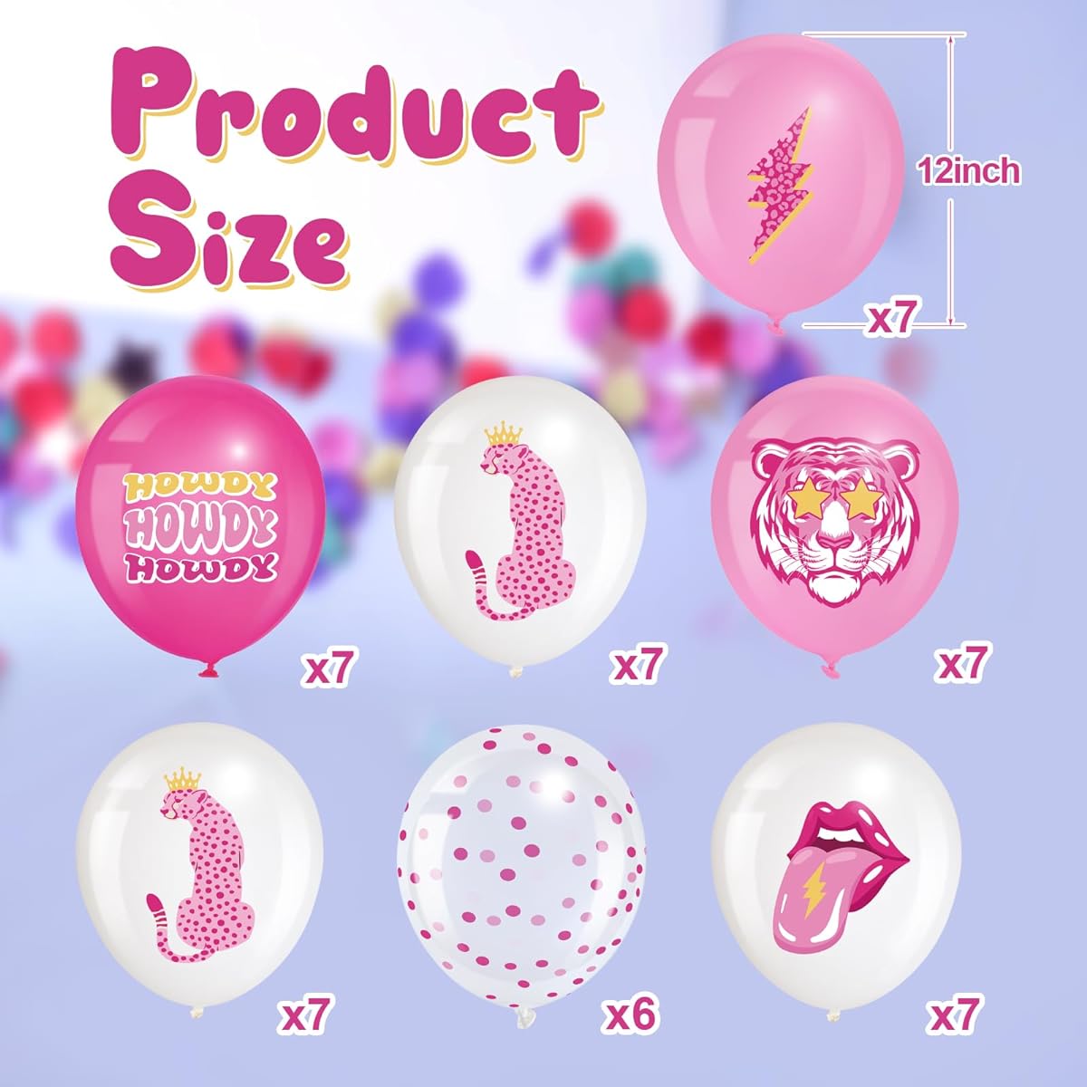 48pcs Pink Preppy Party Balloons 12 Inch Latex Party Balloons for Girls Boys Kids Birthday Party Baby Shower Decorations Supplies