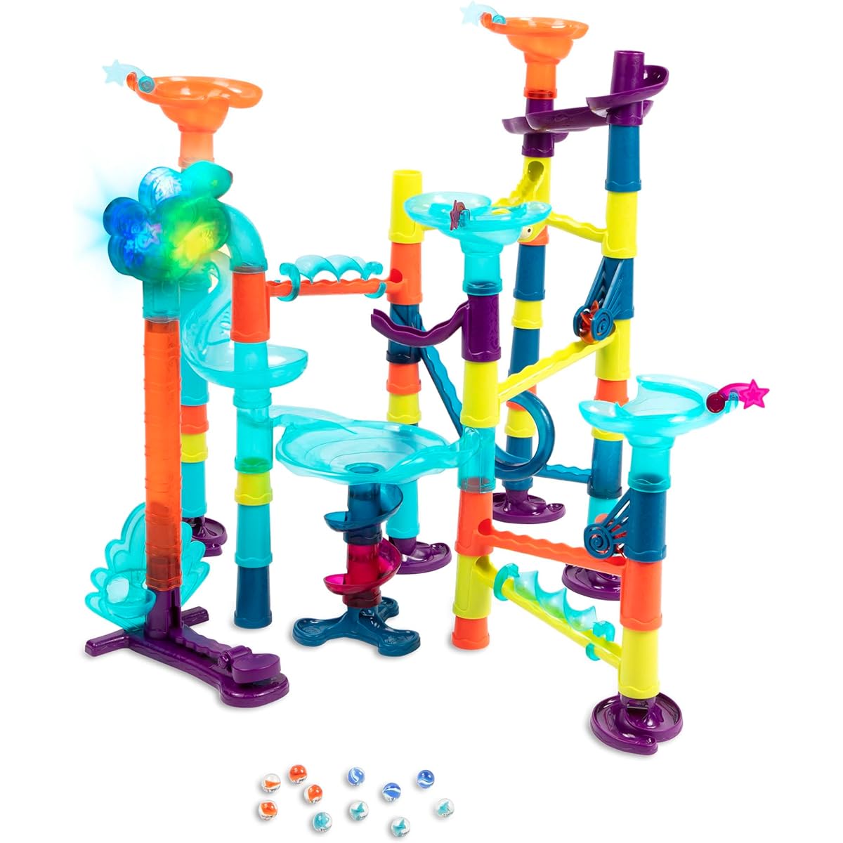 B. Toys - Marble-Palooza - 62-Piece Marble Run Toy with Lights & Sounds - BPA Free Stem Toy Marble Track Ages 3+ (62-Piece)