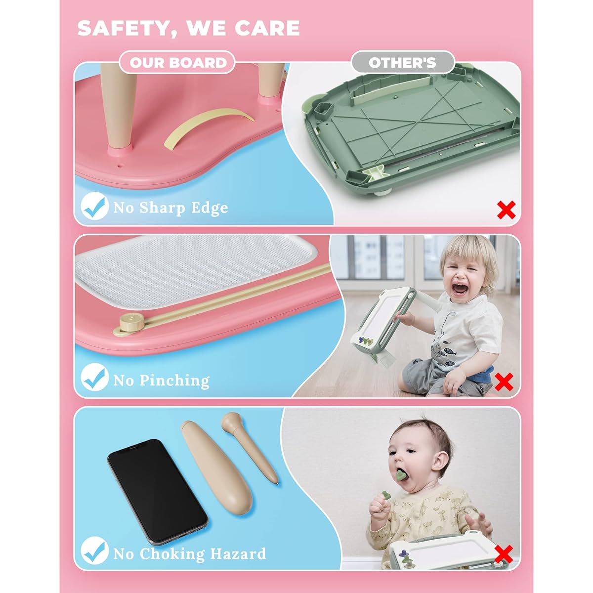 TEKFUN Magnetic Drawing Board Magical Doodle Pad Reusable Sketch Scribble Pad with Sturdy Feet Entertainment Sensory Toy Birthday Christmas Gift for 1 2 3 Year Old Girls Boys