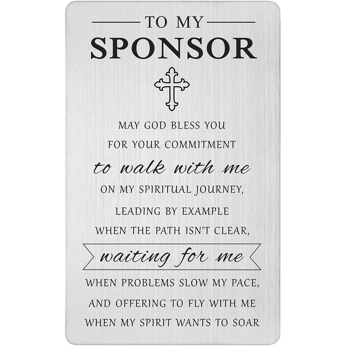 Laluminter Confirmation Sponsor Gifts - May God Bless You Sponsor Engraved Wallet Card for Women and Men - Thank You Card to My Sponsor, Silver, S
