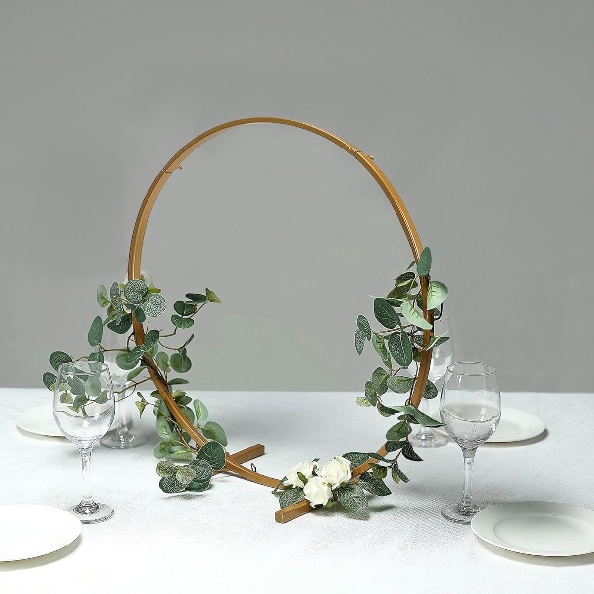 Efavormart 20" Gold Round Arch Wedding Centerpiece Metal Hoop Wreath Tabletop Decor