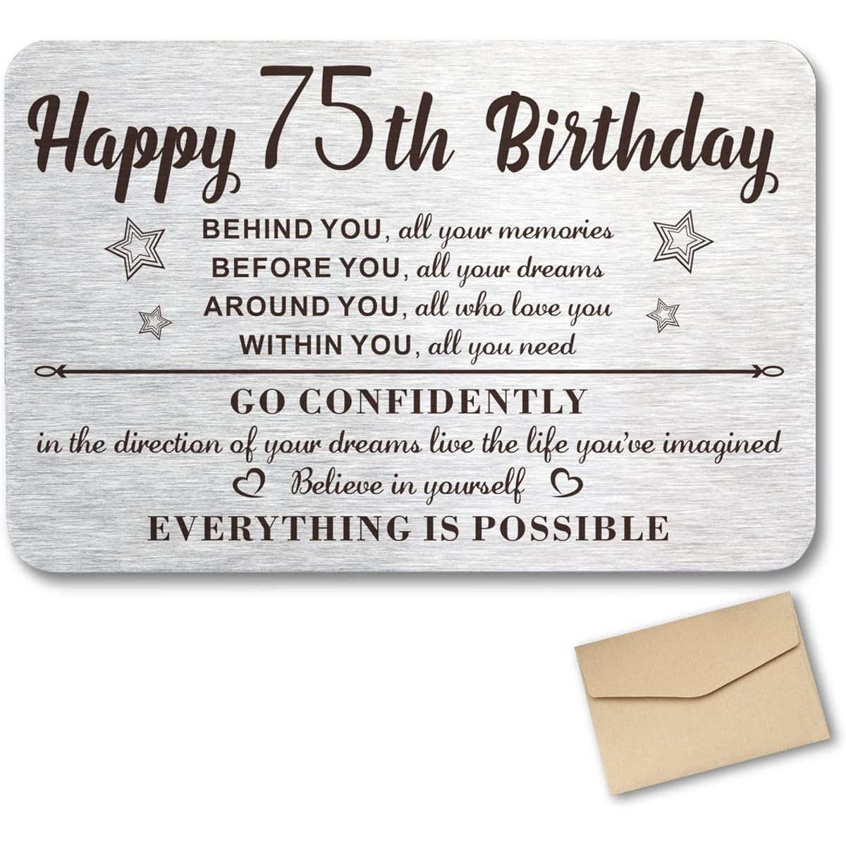 Qordyum 75th Birthday Card Gifts for Women and Men, Happy 75th Birthday for Women and Men, Gift Ideas, Engraved Wallet Card, Birthday Gifts for 75 Years Old, Grandma and Grandpa