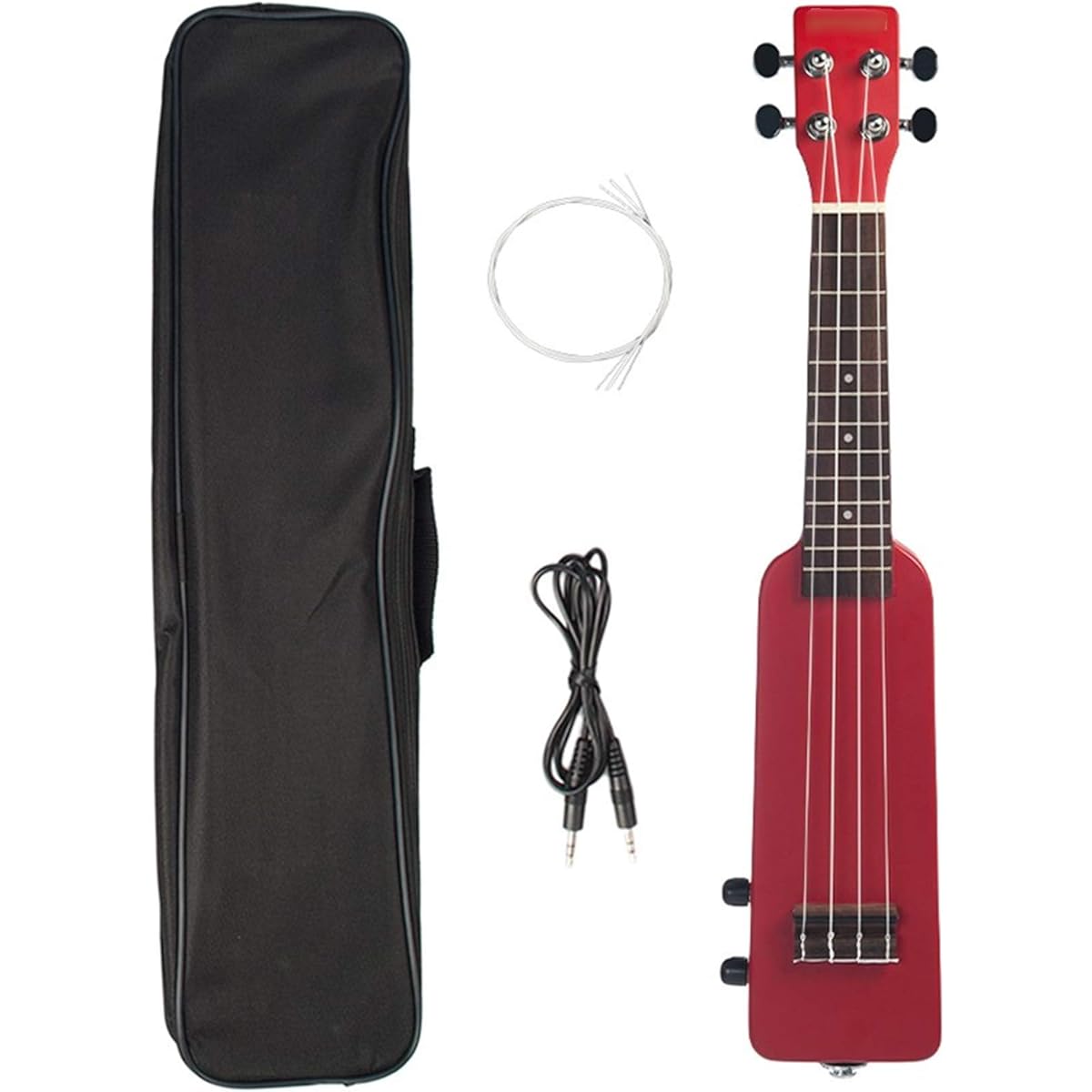 Ukulele 21 Inch Okoume Pure Wood Electric Ukulele Kit Fashion Clear Line Ukulele (Size:One Size; Color:Red)