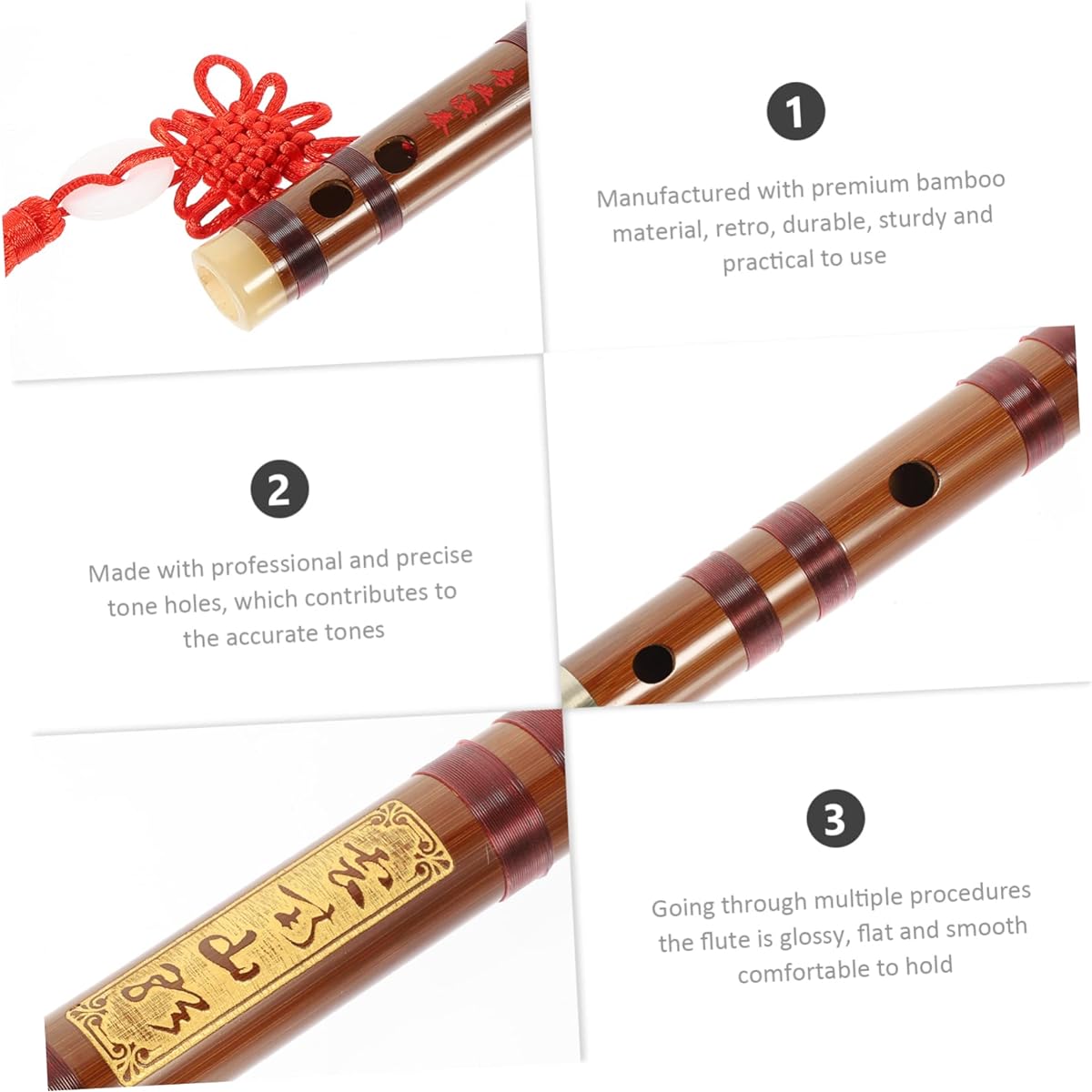 VICASKY 3-piece set flute antique musical instrument Chinese bamboo flute bitter bamboo