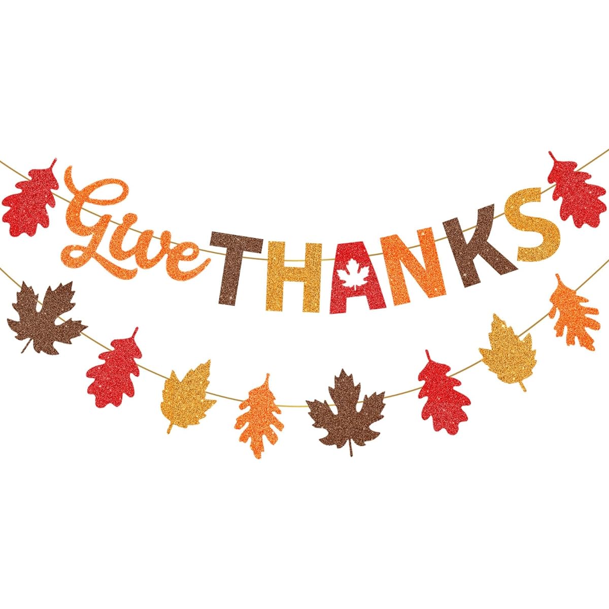Givethanks Banner - Pre-Strung Happy Festival Banner with Maple Leaf, Givethanks Thanksgiving Party Supplies, Fireplace Hanging Bunting