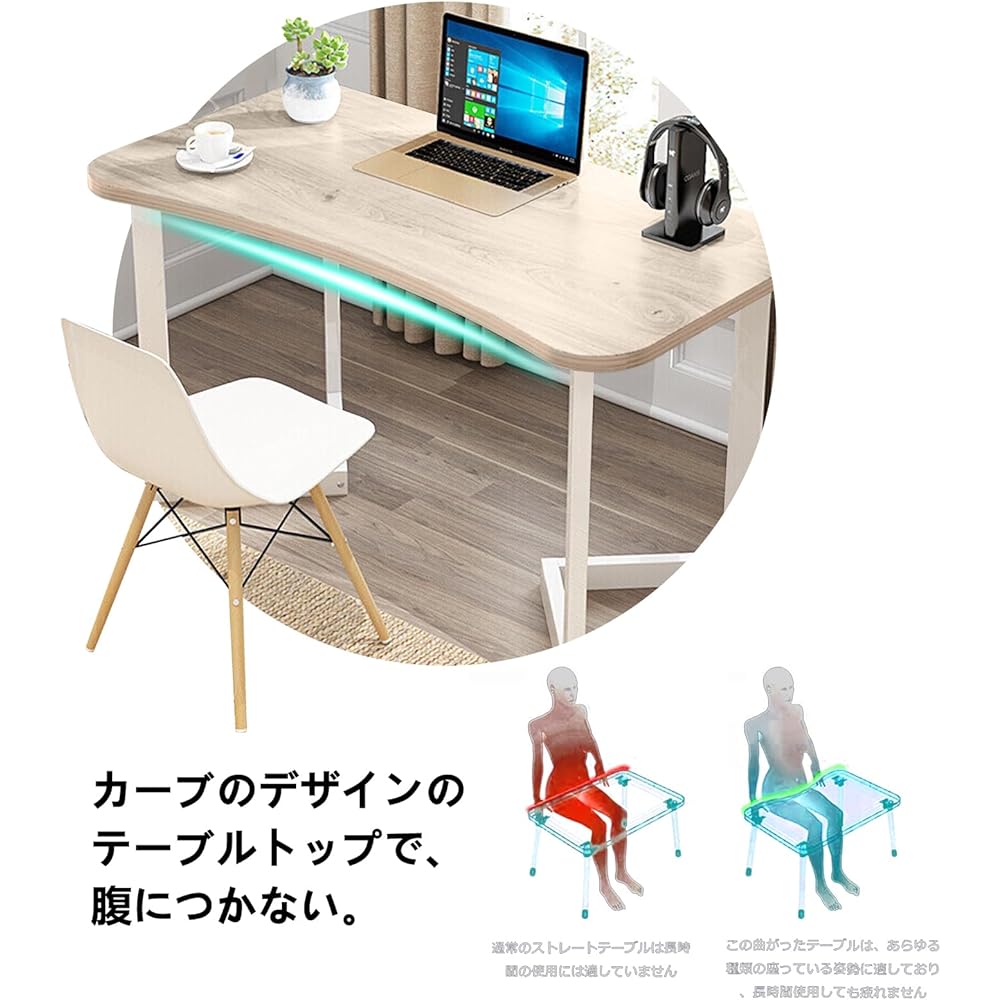 WNYOS Desk, Computer Desk, Easy to Assemble, Study Desk, Scandinavian Wooden Study Desk, Computer Desk, Telework, Office, Game, Study, Home Work, Vanity Table, V Shape, For Remote Work, Sturdy, Stylish (100*50cm, Wood Grain)