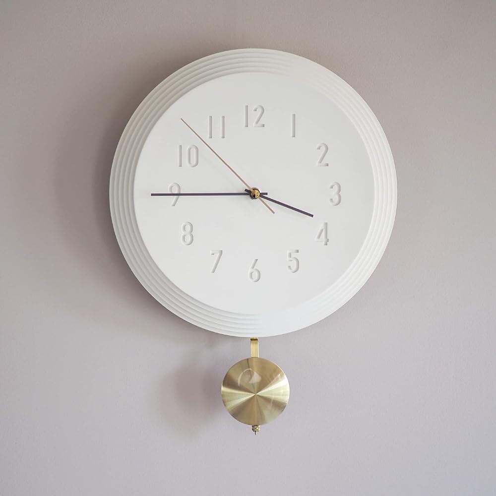 Interform Wall Clock Pendulum Clock Kutamo CL-4260 Off-White Gold Sweep Movement