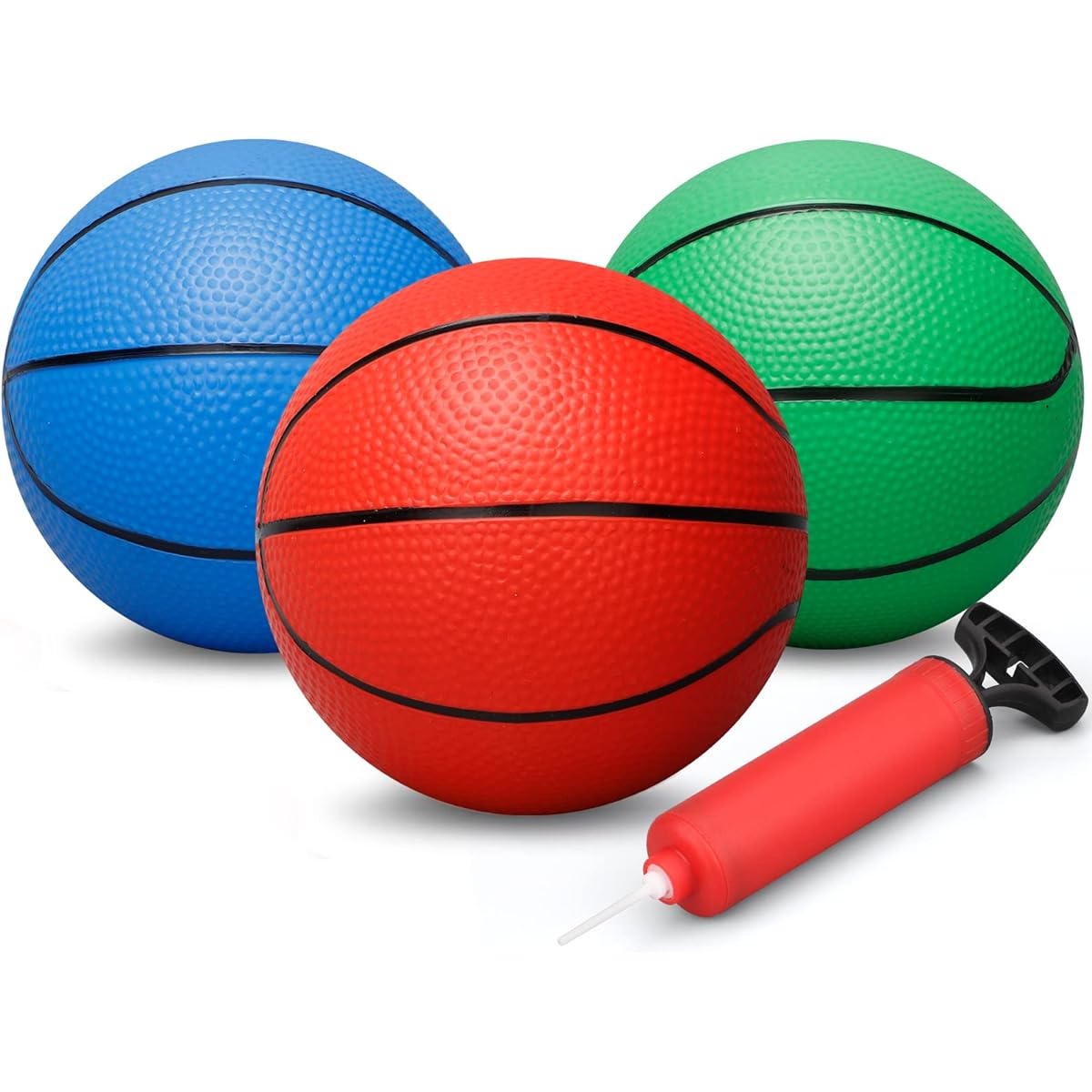 Dilabnba 7" Mini Rubber Replacement Basketballs for Basketball Hoops, Toddler Soft Beach Pool Bouncy Balls Sports Party Games for Kids (3pcs)