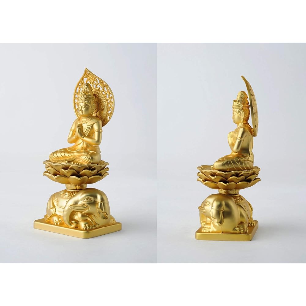 Buddha statue Fugen Bosatsu 15cm (gold plated/24K gold) Buddhist sculptor: Hideun Makita Original model ___ (born in the year of the Dragon and Snake) Zodiac guardian principal image Zodiac Takaoka copperware (Fugenbosatsu)