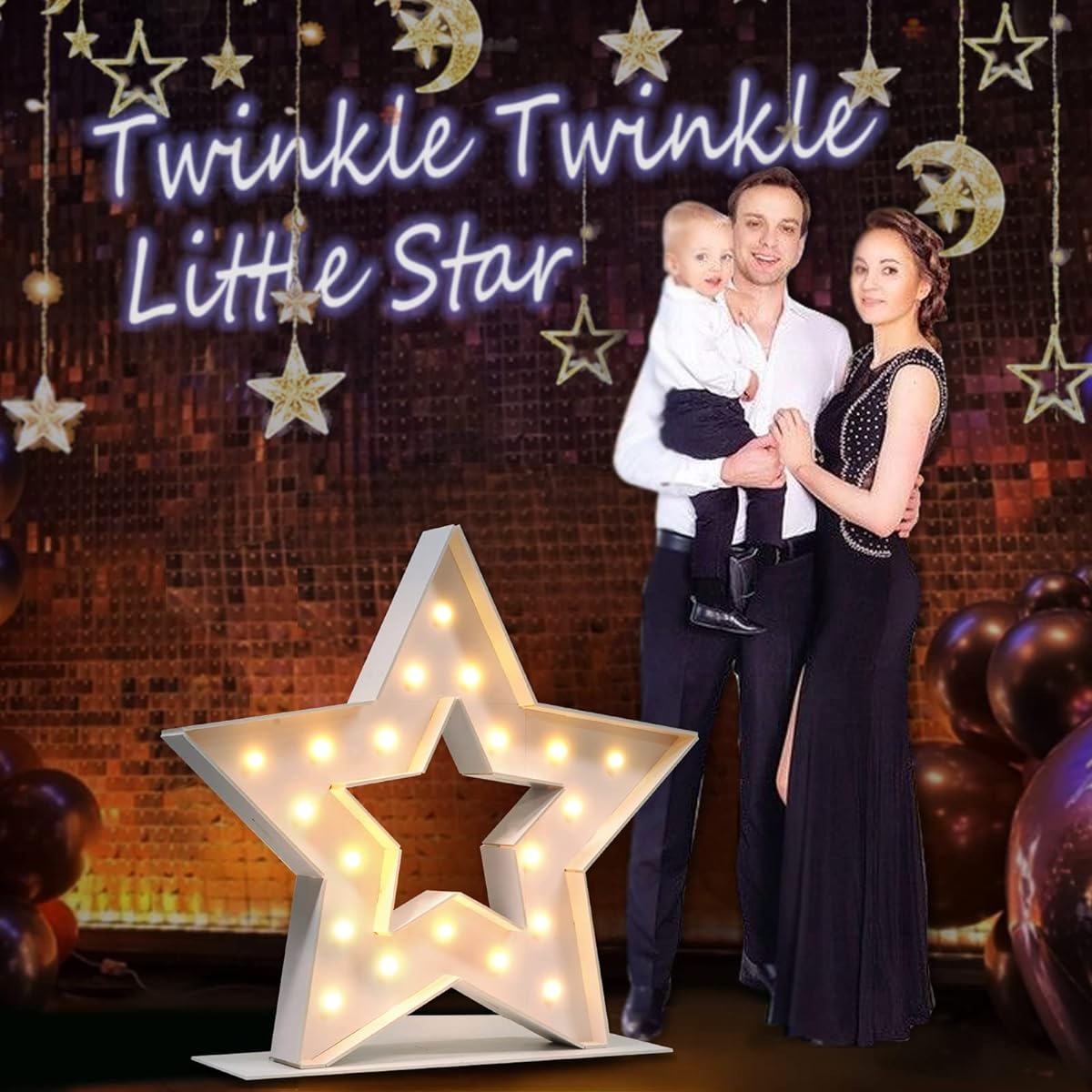 Ramadan Home Starlight Twinkle Twinkle Little Star Baby Shower Decorations Marquee Light Up Letters Hollow Star Decorations 3ft Starlight for Eid Birthday Party Engagement