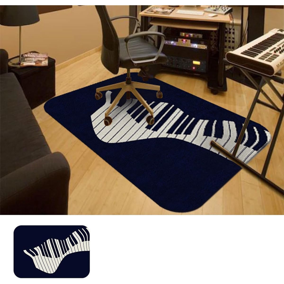 oof Carpet, 7mm Thick, Irregular Piano Mat, Rug, Chair Pad, Square, Piano Key Pattern, Irregular Rug, Upright Piano Carpet, Anti-Scratch Adhesive, Anti-Slip, Soundproof, Durable, Anti-Vibration, 1.8*1.8, For Electronic Pianos, Musical Instruments, Chairs