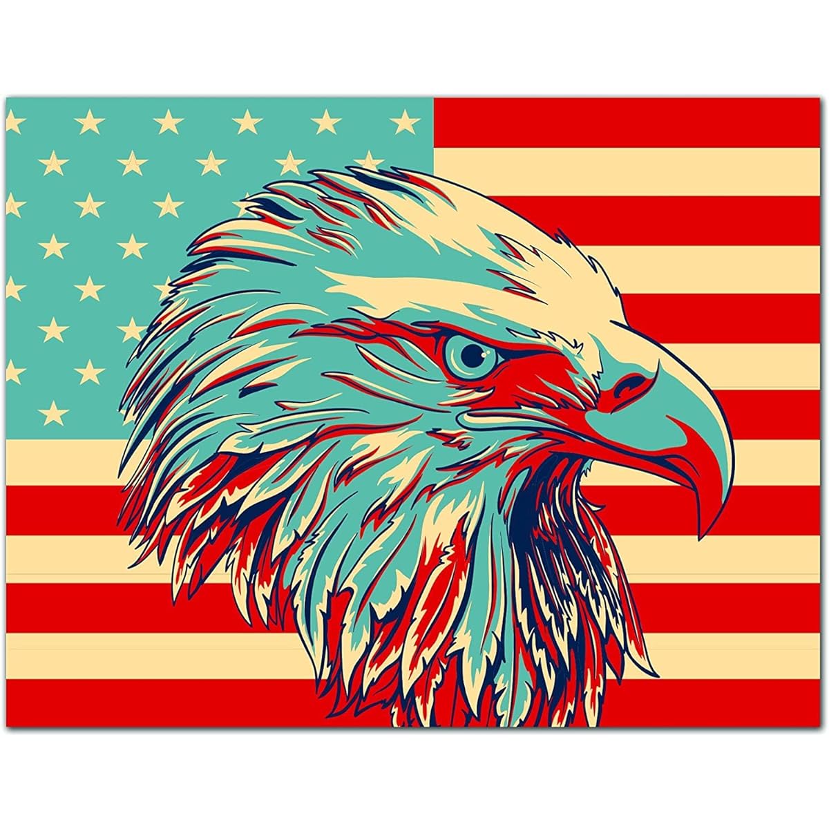 Small World Greetings 24 Patriotic American Flag Bald Eagle Cards, Blank Inside, Envelopes Included, 5.5" x 4.25" (A2 Size)