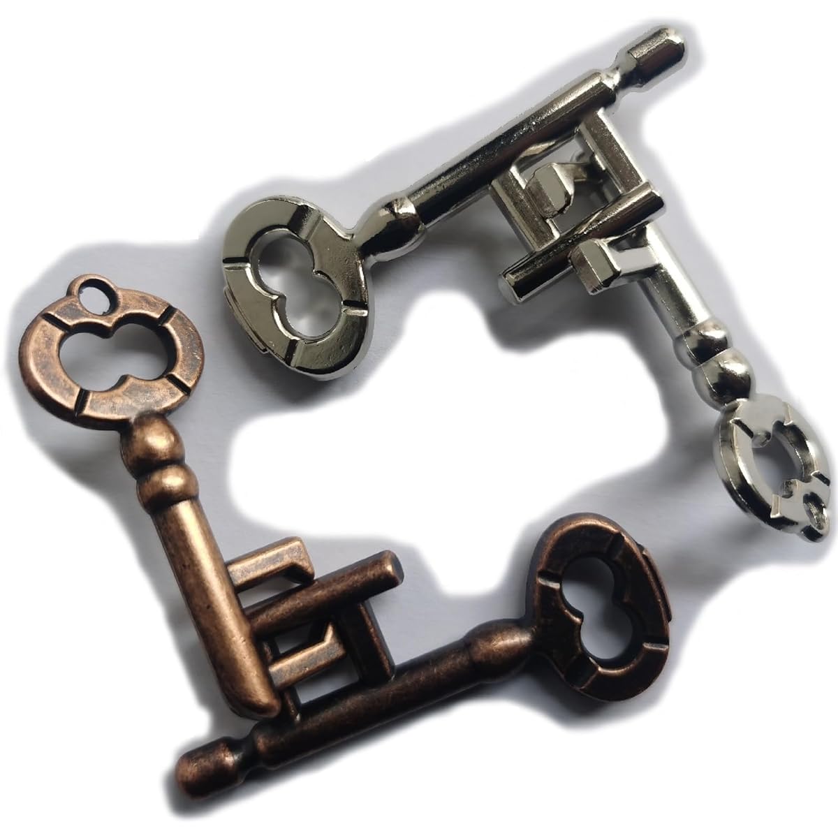 Gold Silver Key Metal Brain Teasing Puzzle Metal Puzzle Brain Exploration and Thinking Toy Intellectual Education