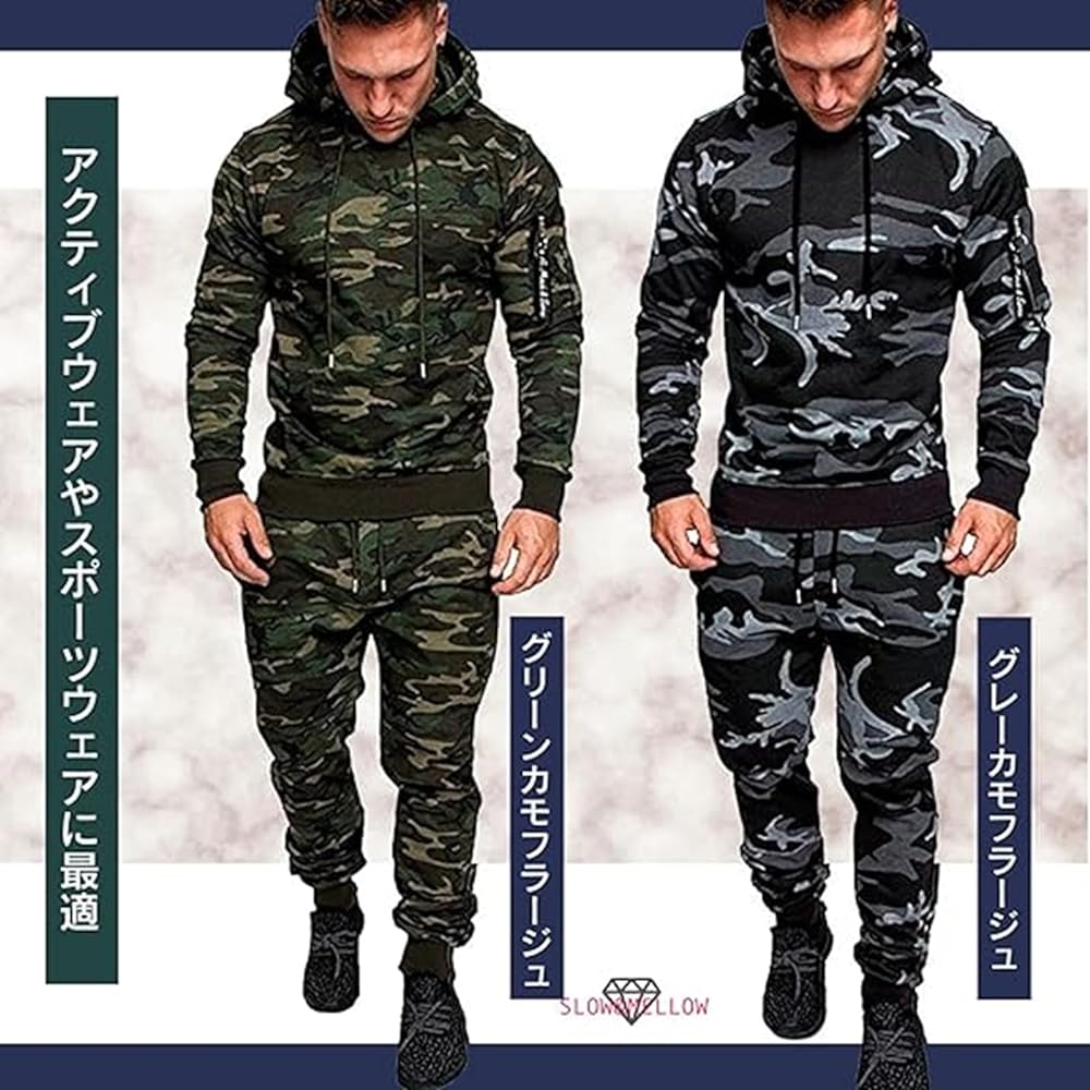 [SLOW & MELLOW] Setup Jersey Top and Bottom Set Men's Sportswear Long Sleeve Parka Pants Roomwear Running Active Wear Training Wear 4 Colors
