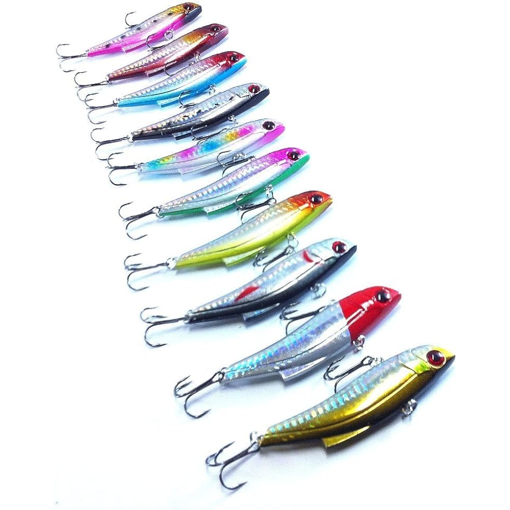 [Regular Imported Goods] Orurdo Fishing Gear Lure Set 10 Pieces 5 Sizes Vibration C For Seabass, Flounder, Maggot, Hairtail, Sagoshi, Yellowtail, Redfish, Black Bass, Snakehead, Catfish, etc. QB100016